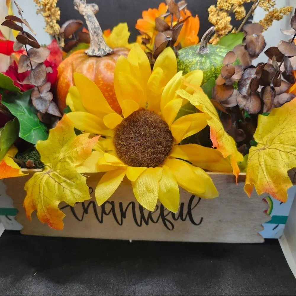 Hand Crafted Floral Centerpiece Fall Artificial Flower Table Arrangement